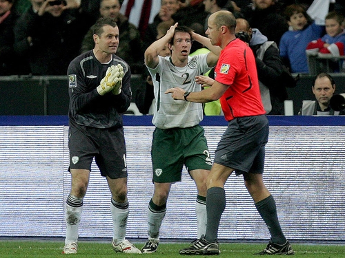Incompetent Swedish referee Martin Hansson left Sean St Ledger pulling his hair out