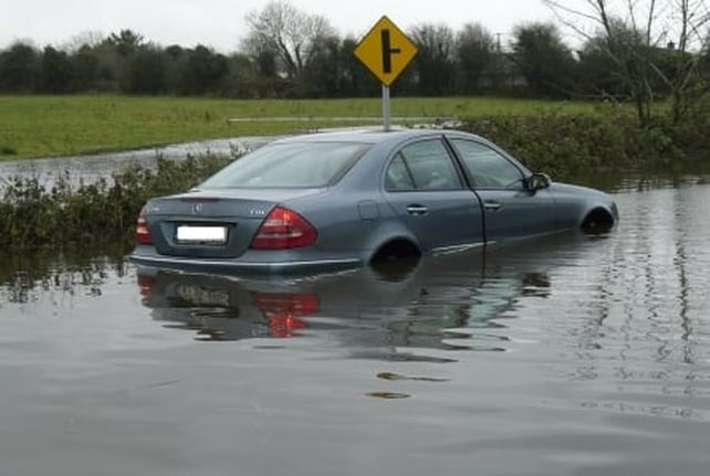 Car trapped in flood waters at Athenry - (Credit: Joe Dennison)