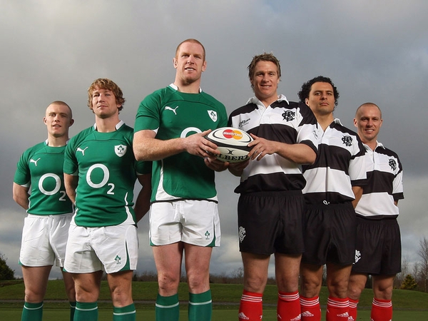 Some of Munster's Irish and Barbarians contingent at today's press call