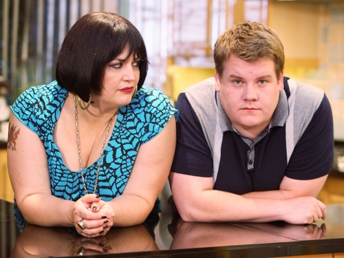 Ruth Jones pictured with co-star and co-writer James Corden