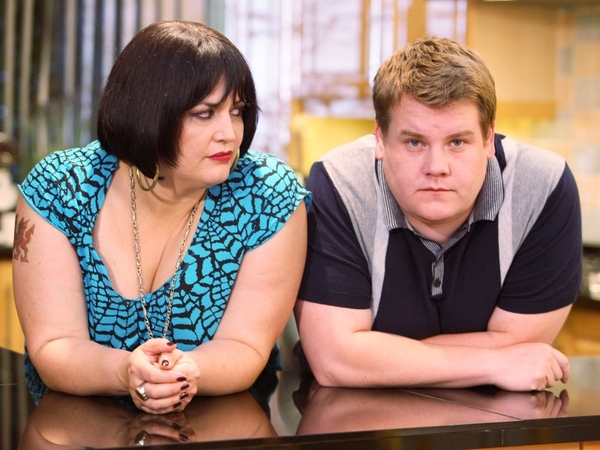 Ruth Jones pictured with co-star and co-writer James Corden