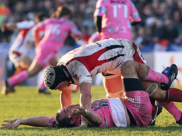 Ulster lock Dan Tuohy and Rodrigo Roncero of Stade Francais clash at Ravenhill