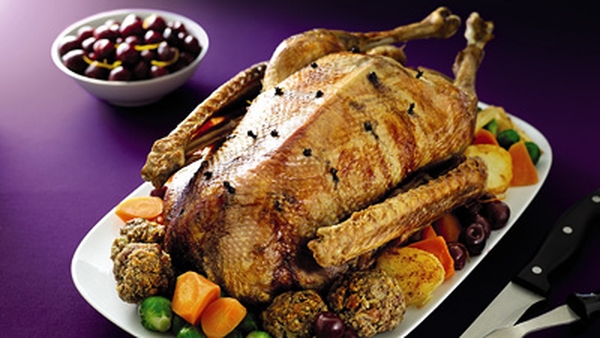Roast Goose with Vodka Cherries & Pecan and Thyme