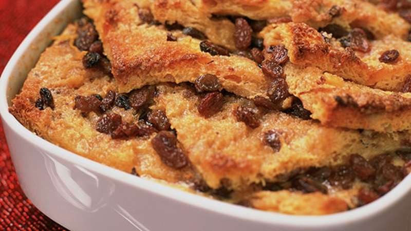 Chocolate Bread and Butter Pudding with Toasted Hazelnuts