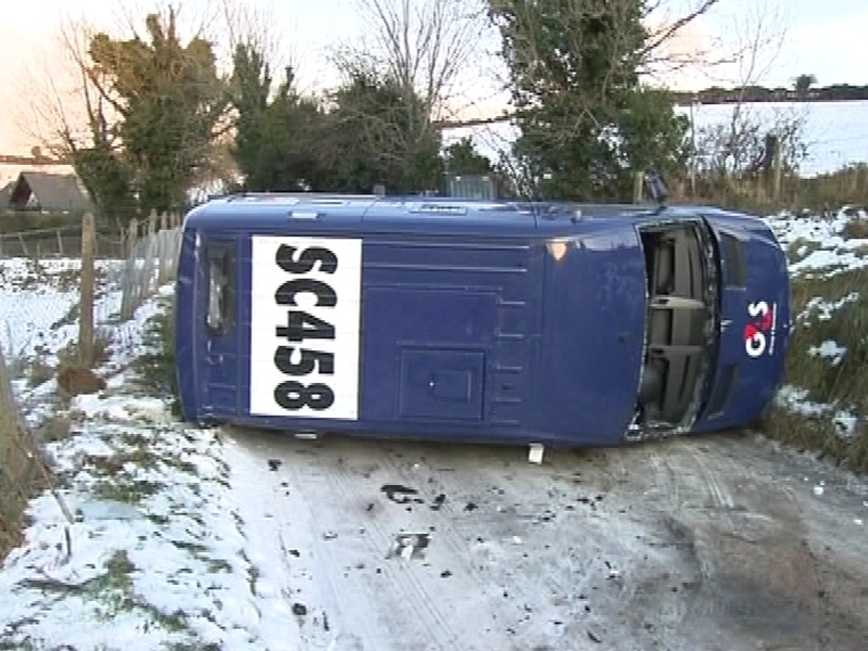 Wicklow - Securicor van overturned on the icy roads