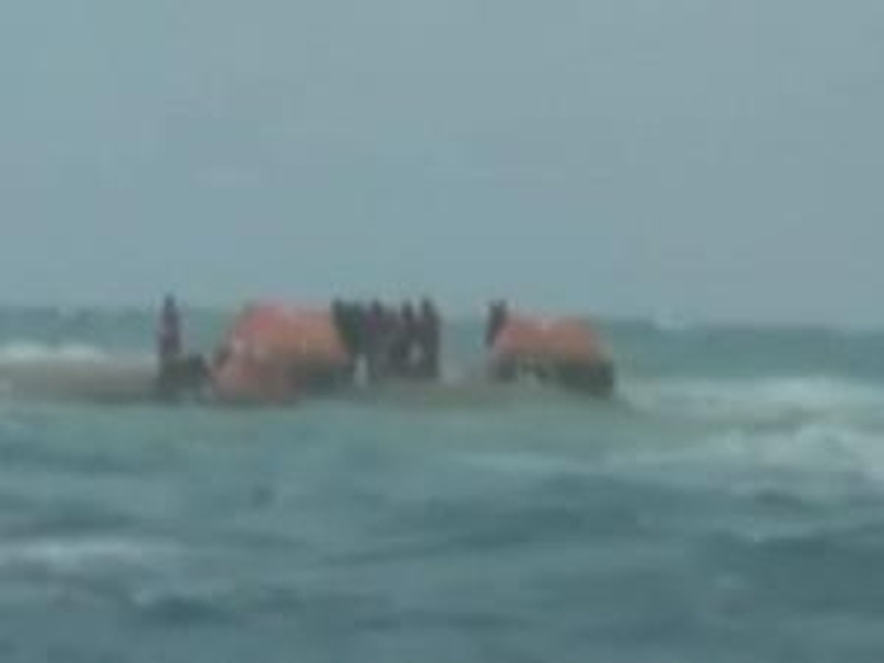 Stranded Crew - With their life rafts on rocks were rescued