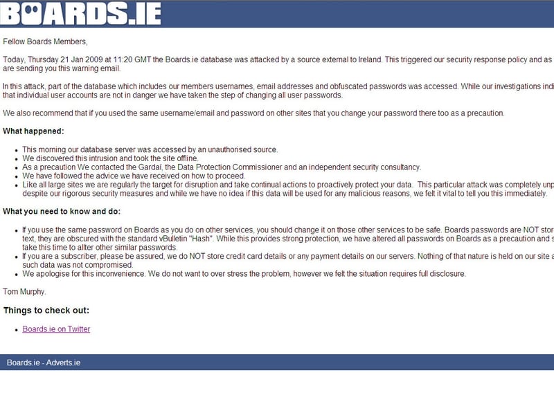 Boards.ie - Warning to users posted