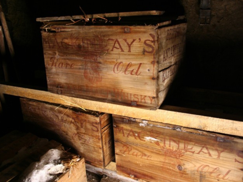 Mackinlay's Whisky - Scotch found in Antarctica - (Pic: NZ Antarctic Heritage Trust)