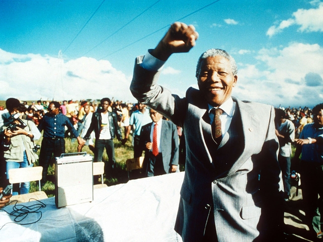 Nelson Mandela visiting Pietermaritzburg, a black township in the Natal province