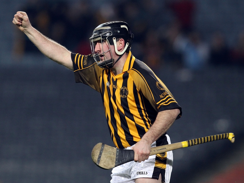 St Lachtain's Ollie O'Connor celebrates his goal