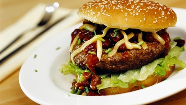 Burger Served with Onion Relish