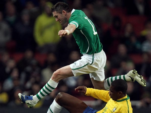 Robbie Keane in action at the Emirates tonight