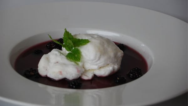 Floating Island with chilled Beaujolais and Blackb