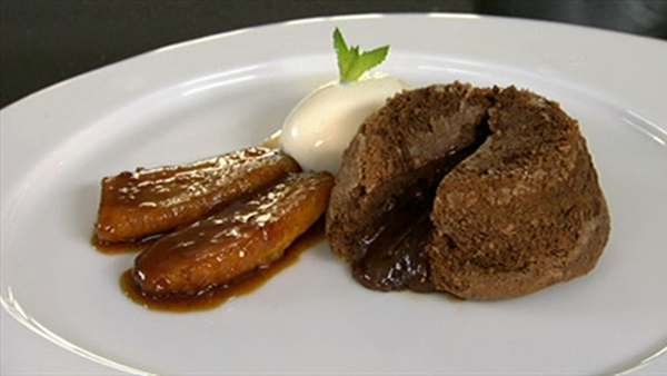 Chocolate Fondant with Poached Cherries