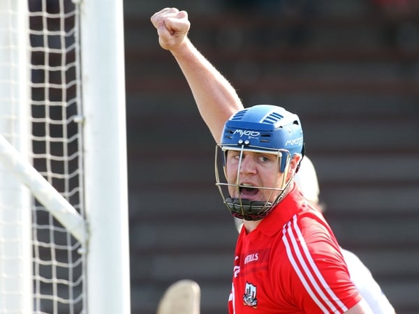 Michael Cussen after finding the net for Cork today at Walsh Park