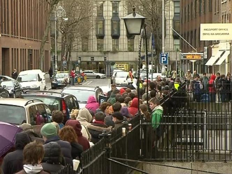 Passport Office - Queues of people wait for documents