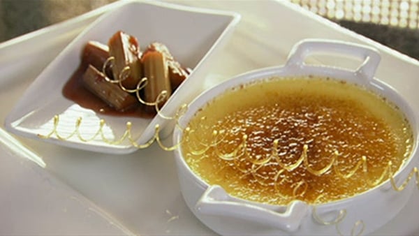 Coconut Crème Brûlée with Spun Sugar with Poached