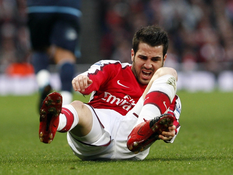 Cesc Fabregas suffered a broken leg