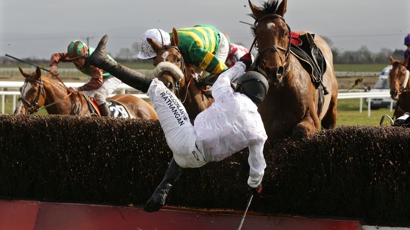 Ambobo falls during the Powers Whiskey Irish Grand National