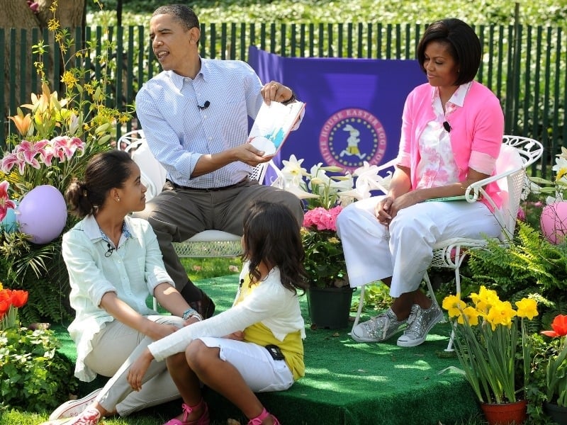 The US First Family celebrating the annual White House Easter Egg Roll yesterday
