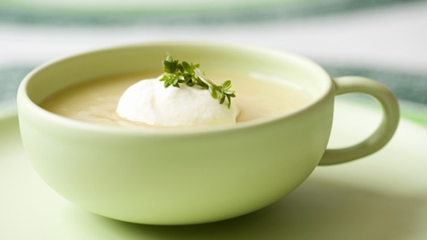 Cream of Watercress Soup with Poached Egg and Hors