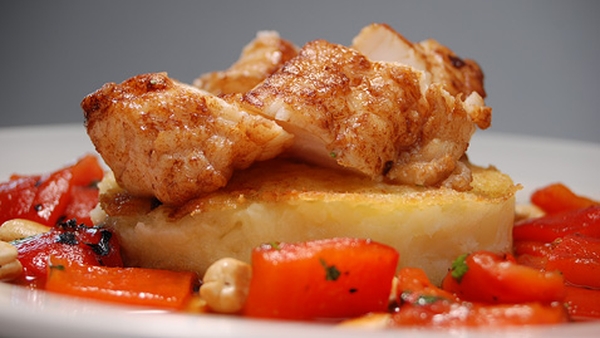 Roast Monkfish Tail, Sweet Red Peppers, Cashew Nut