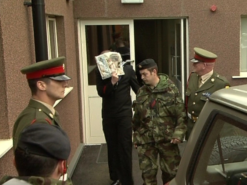 Eoin Gray (centre) - Will serve three months in military detention centre