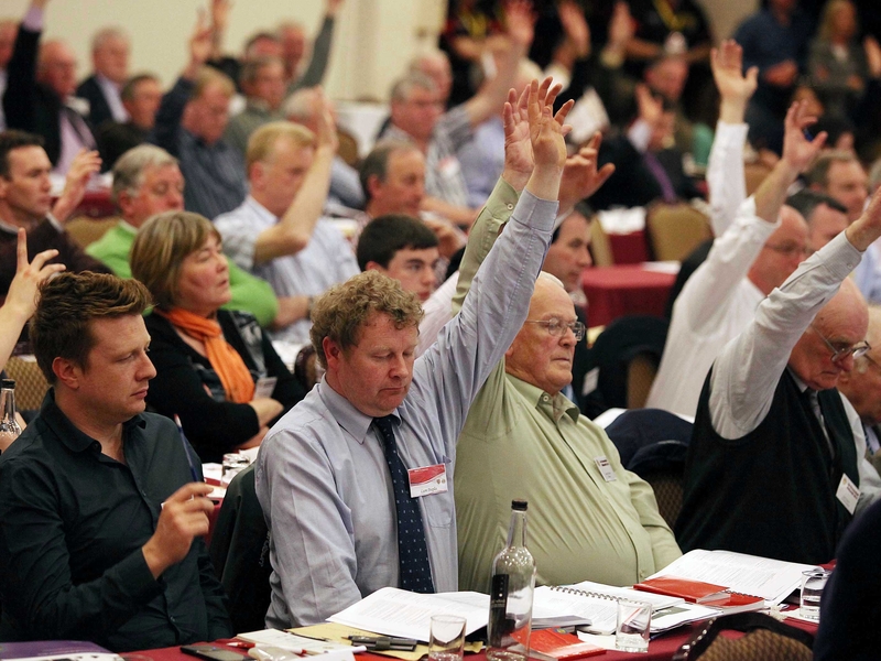 Delegates voting on the first day of the 2010 Congress