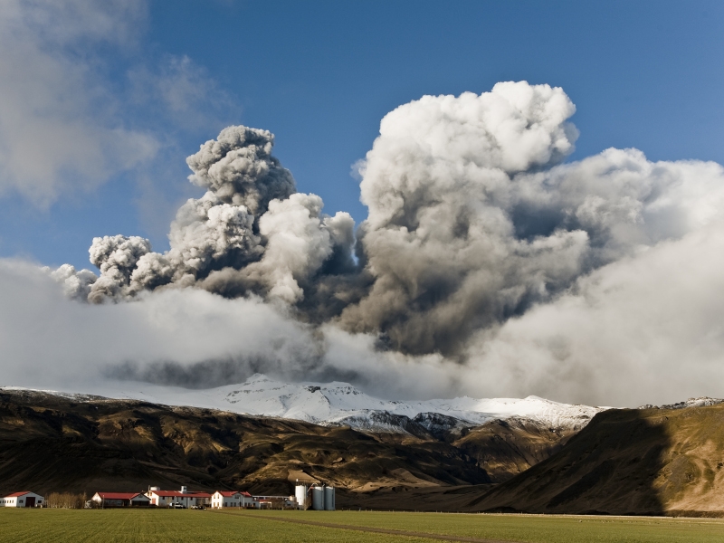 Iceland - Eyjafjallajokull volcano still erupting