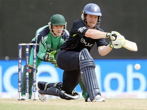 Eoin Morgan held the England innings together against Ireland in Guyana