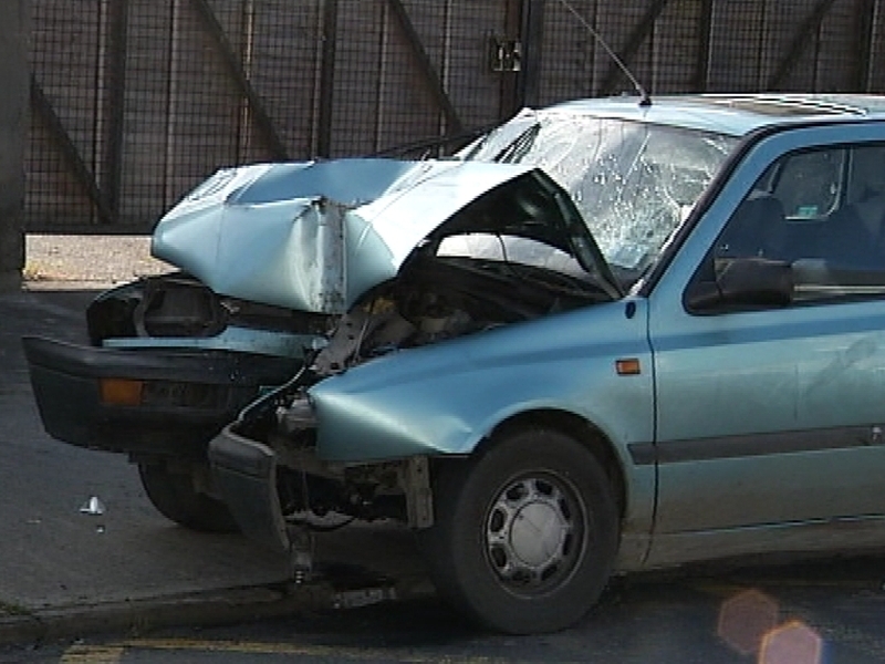 Limerick - Car hit a lamp post in village of Hospital