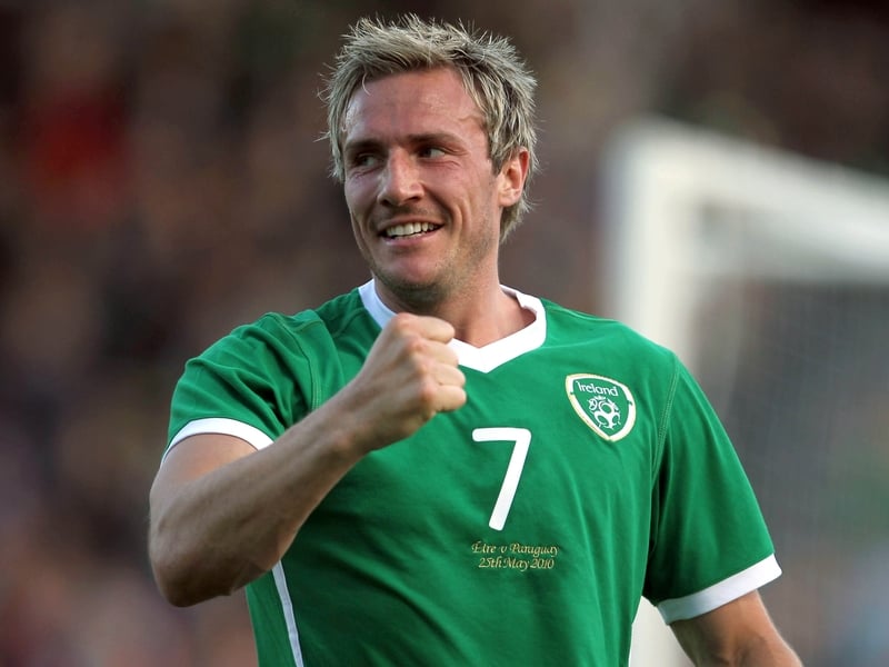 Liam Lawrence celebrates his goal