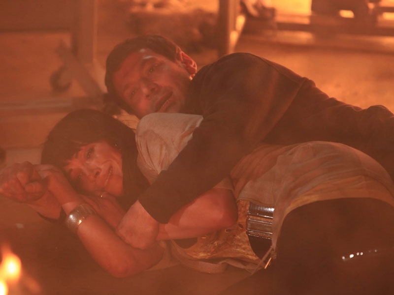 Tony sets fire to the factory.