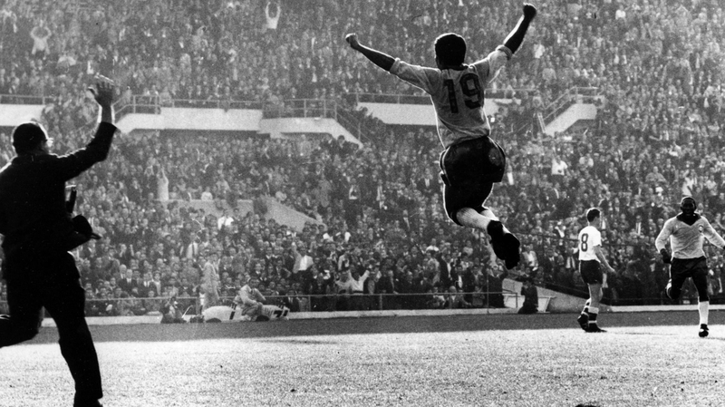 Zito celebrates a goal for Brazil in the 1962 final