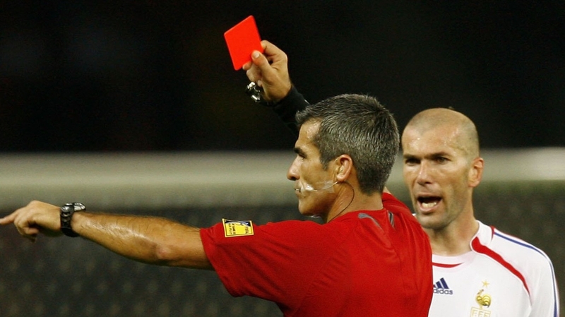 Zidane receives his red card
