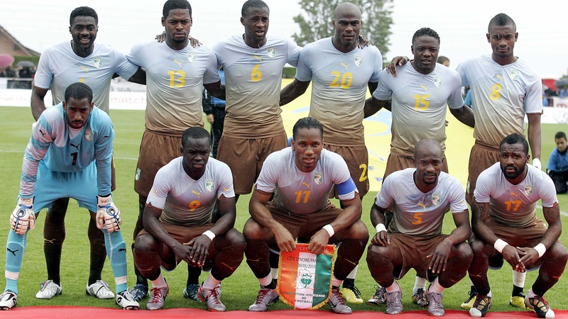 The Ivory Coast line-up before their pre-World Cup friendly against Paraguay