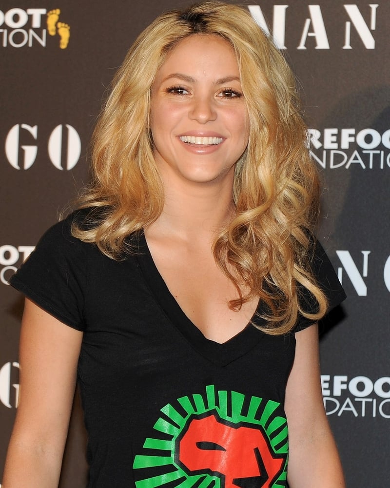 Shakira modelling a t-shirt from the range