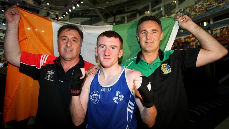 Billy Walsh (right) with newly turned professional Paddy Barnes during his glorious amateur career