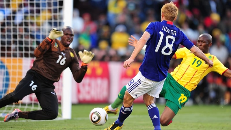 Japan's Keisuke Honda was on the mark again against Denmark