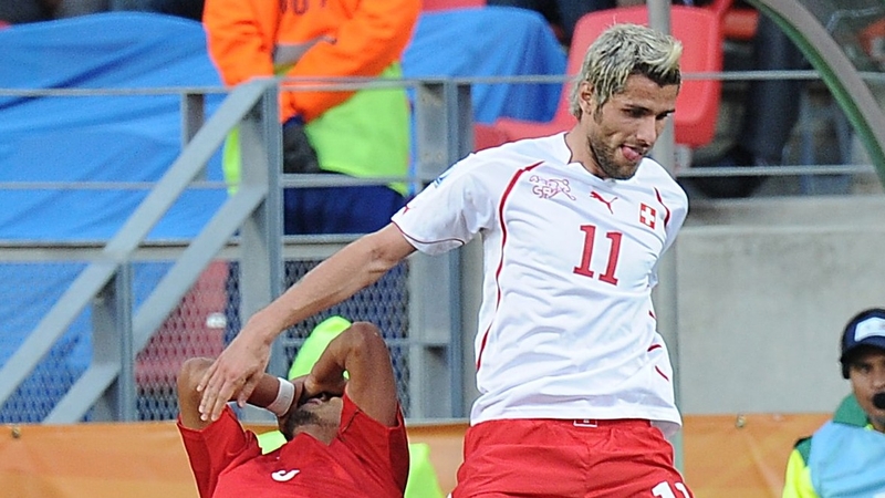 Valon Behrami picked up a second yellow card for this four on Arturo Vidal