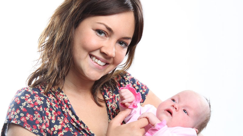 Stacey with baby Lily