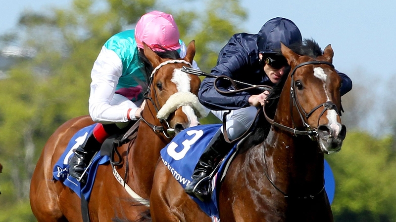 Midas Touch on the way to winning the Derrinston Stud Derby Trial Stakes ahead of Address Unknown