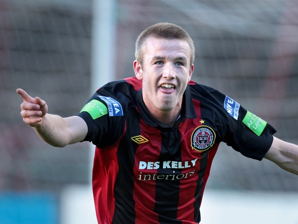 Paddy Madden celebrates opening the scoring for Bohemians
