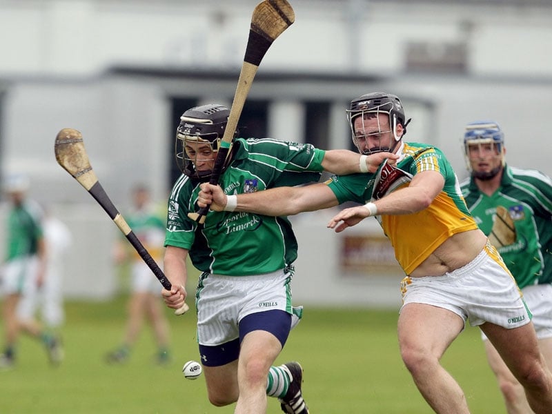 Limerick's Kieran O'Rourke challenges Shane Dooley of Offaly