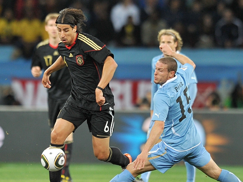Sami Khedira in action against Uruguay at the World Cup