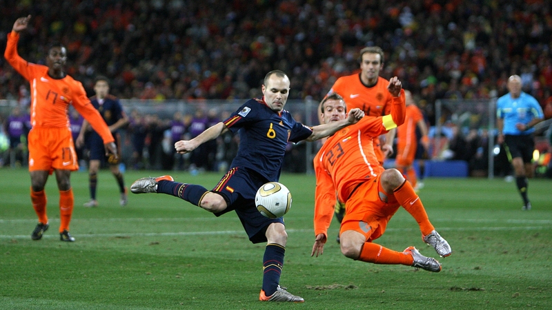 Andres Iniesta scores the winning goal