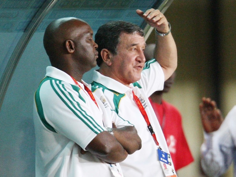 Pitso Mosimane (l) with Carlos Alberto Parreira during the World Cup