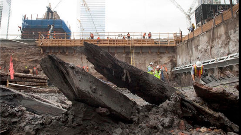 New York - 18th Century ship is quickly disintegrating as it dries