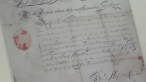 Ship's pass - Document dates from 1687