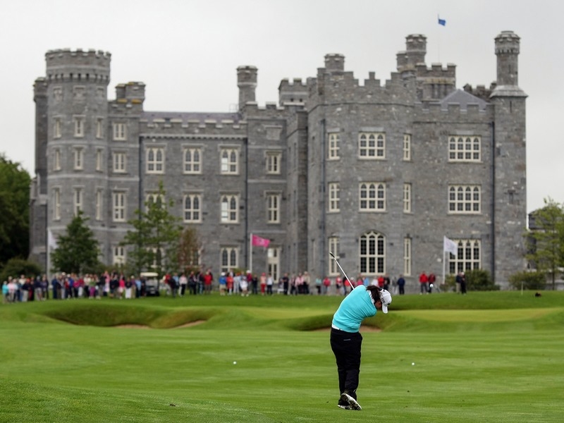 Leona Maguire drives towards the impressive Killeen Castle
